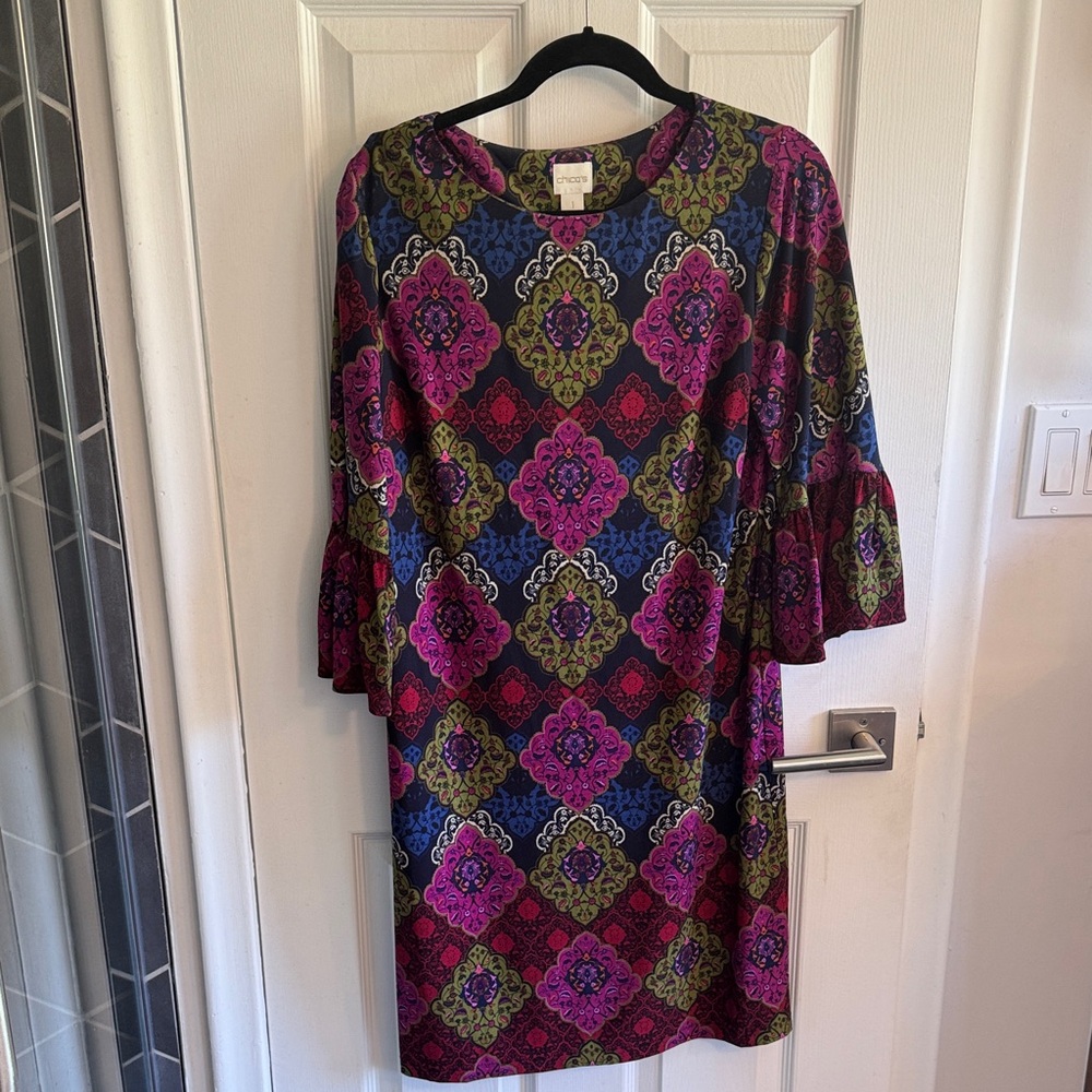 Chico's Vibrant Multicolor Long Sleeve Dress